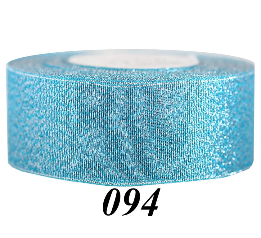 Wstążka brokatowa 38mm/22mb, turkusowa