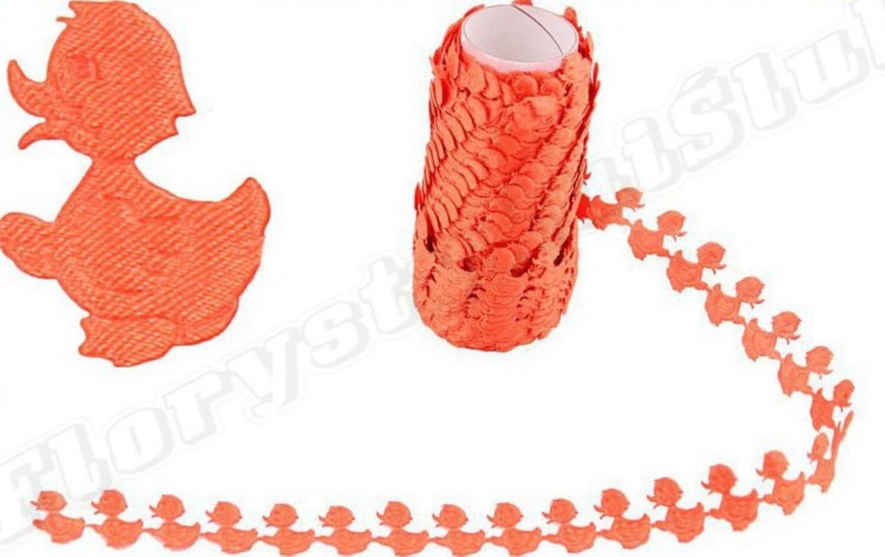 Aplikacje kaczuszki 1,5x2,5cm/65szt,1mb, pomarańcz