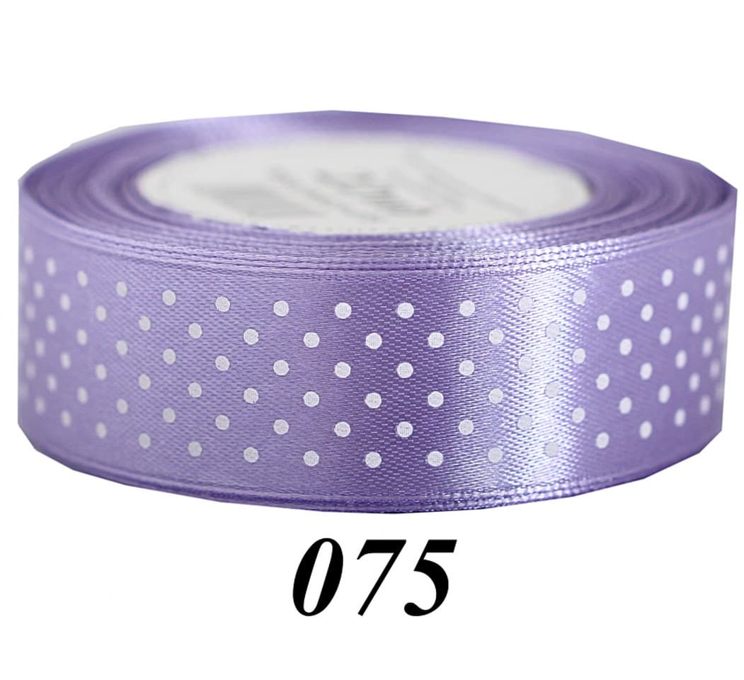 Wstążka satynowa w kropki 25mm/22mb, wrzosowa