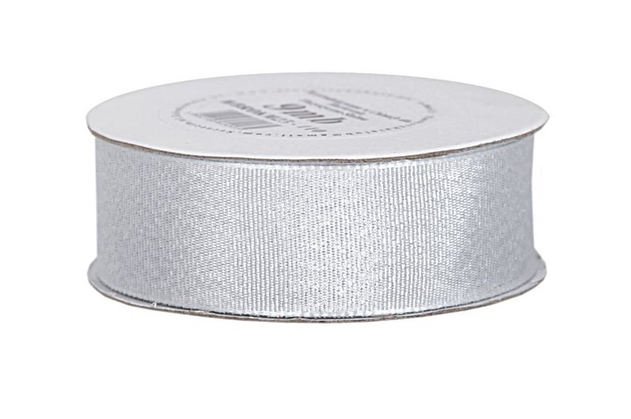 Wstążka brokatowa metalizowana 25mm/9mb, srebrna