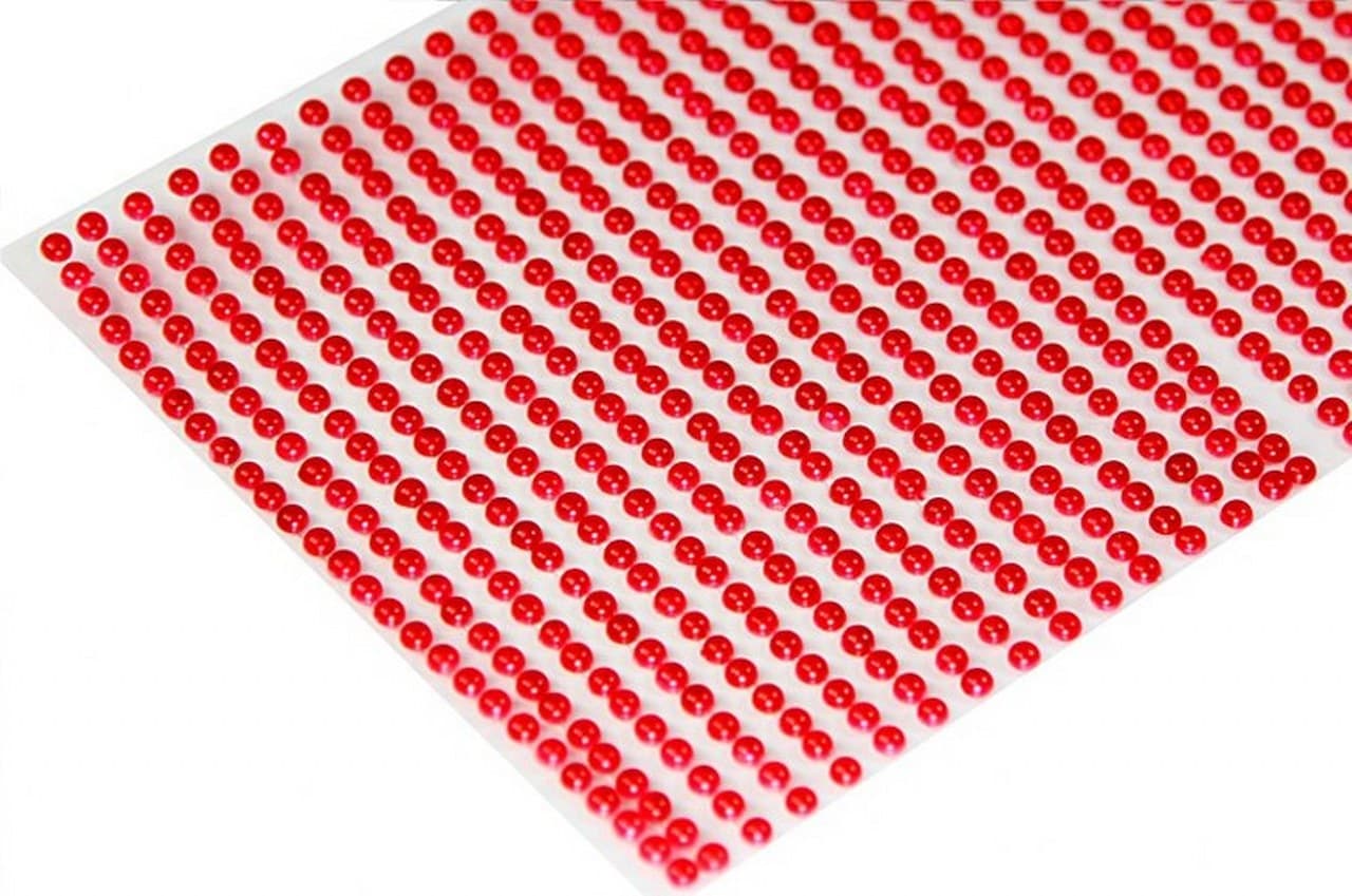 Dżety samoprzylepne perełki 3mm/702szt. czerwone