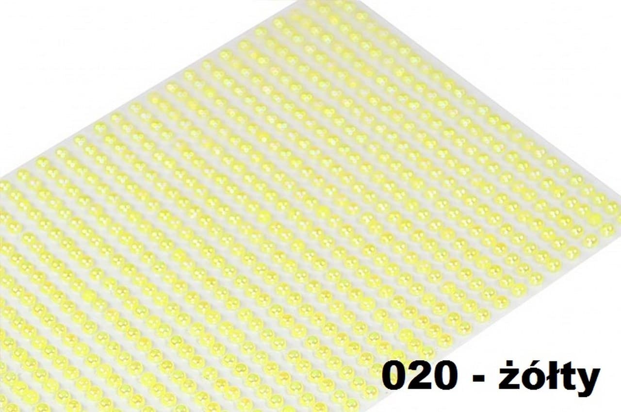Dżety samoprzylepne perełki opal 3mm/702szt żółte