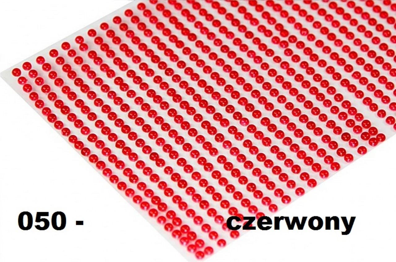 Dżety samoprzylepne perełki 6mm/252szt, czerwone