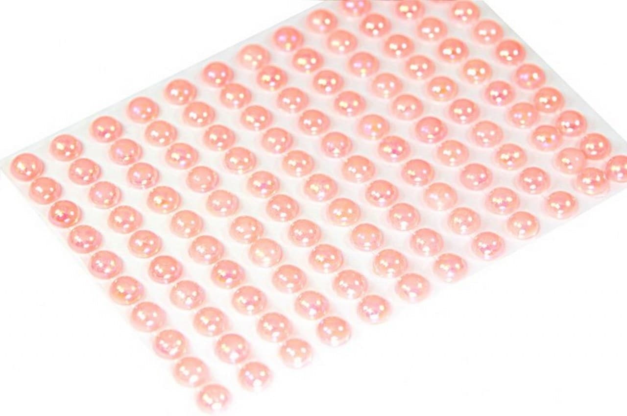 Dżety samoprzylepne perły opal 8mm/120szt, łosoś