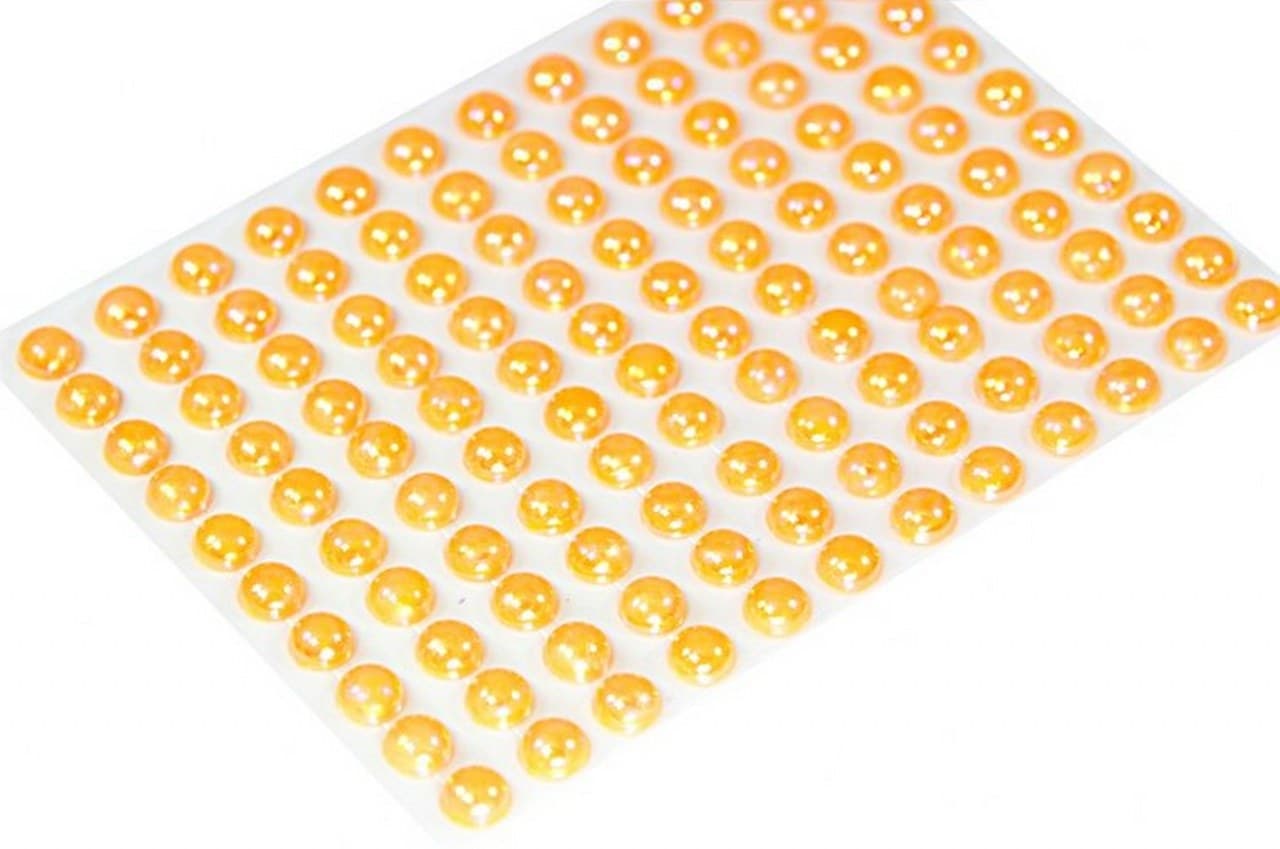 Dżety samoprzylepne perły opal 8mm/120szt pomarańc