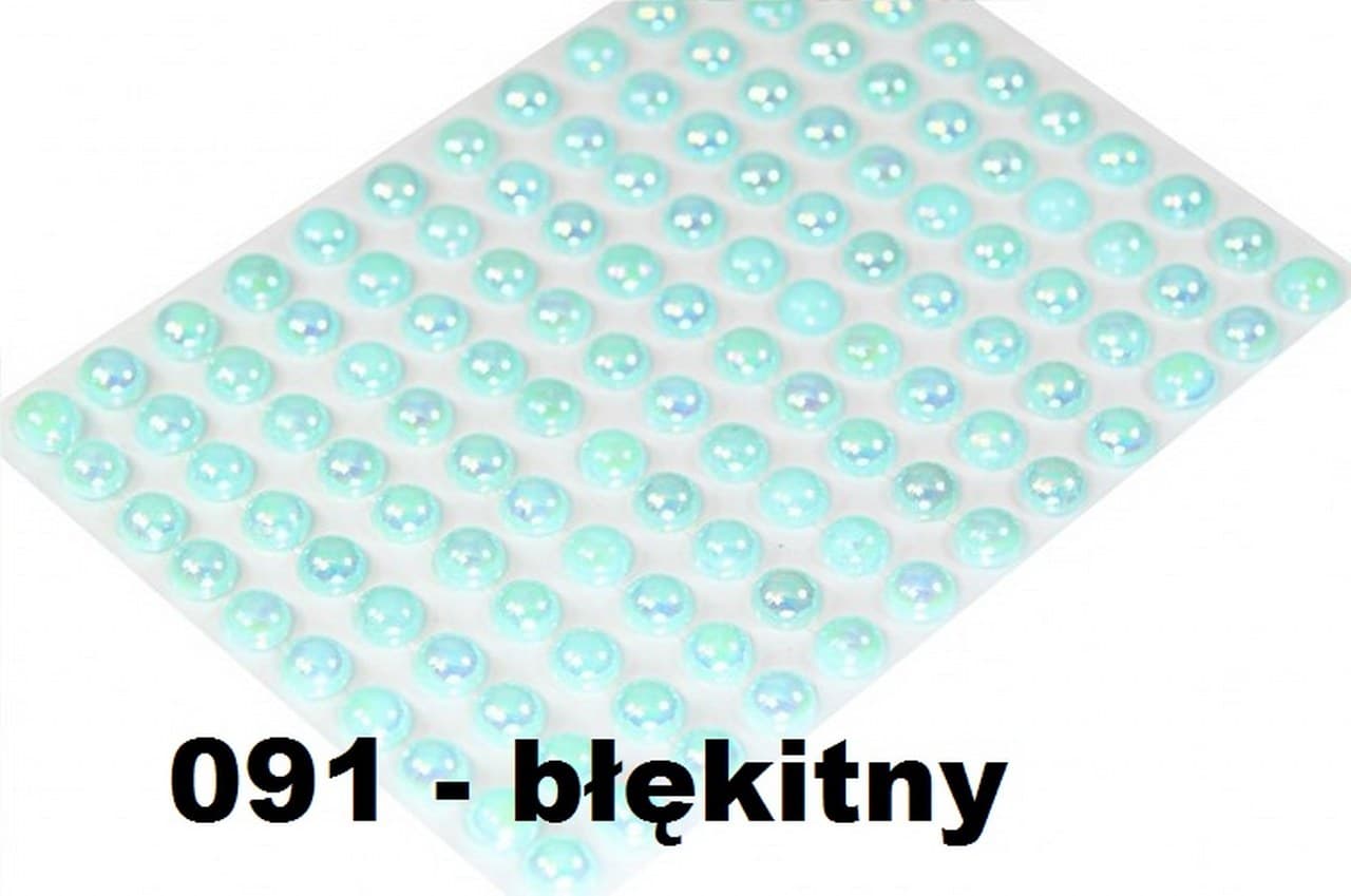 Dżety samoprzylepne perły opal 8mm/120szt błękitne