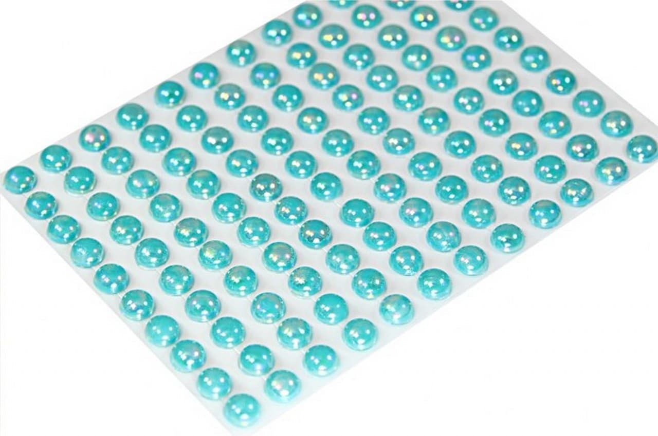 Dżety samoprzylepne perły opal 8mm/120szt turkus