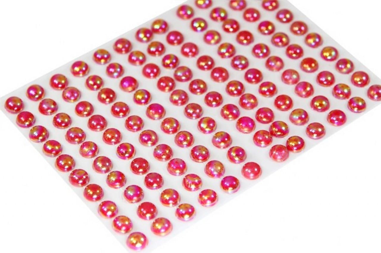 Dżety samoprzylepne perły opal 8mm/120szt czerwone