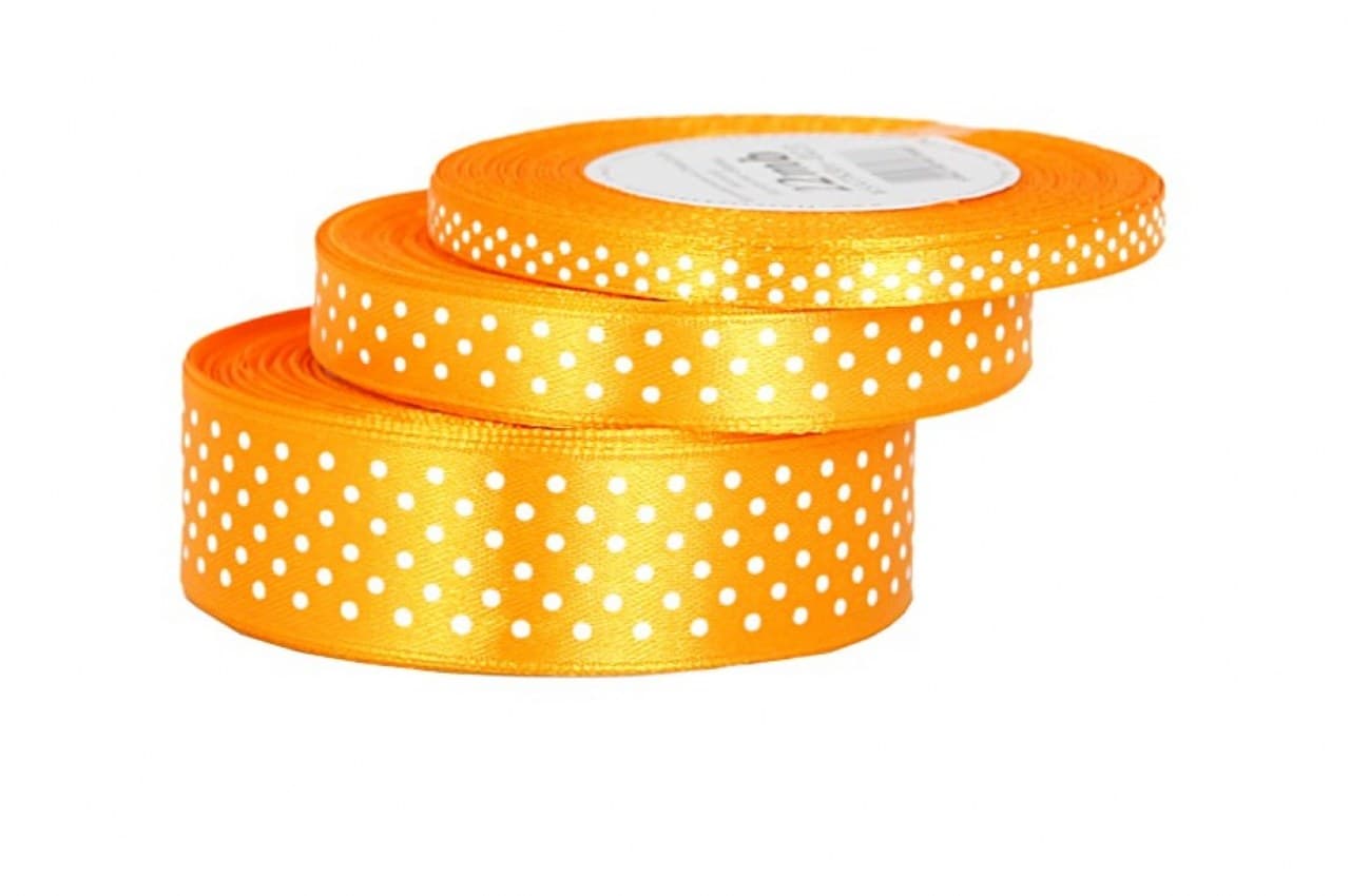 Wstążka satynowa w kropki 6mm/22mb, jajko