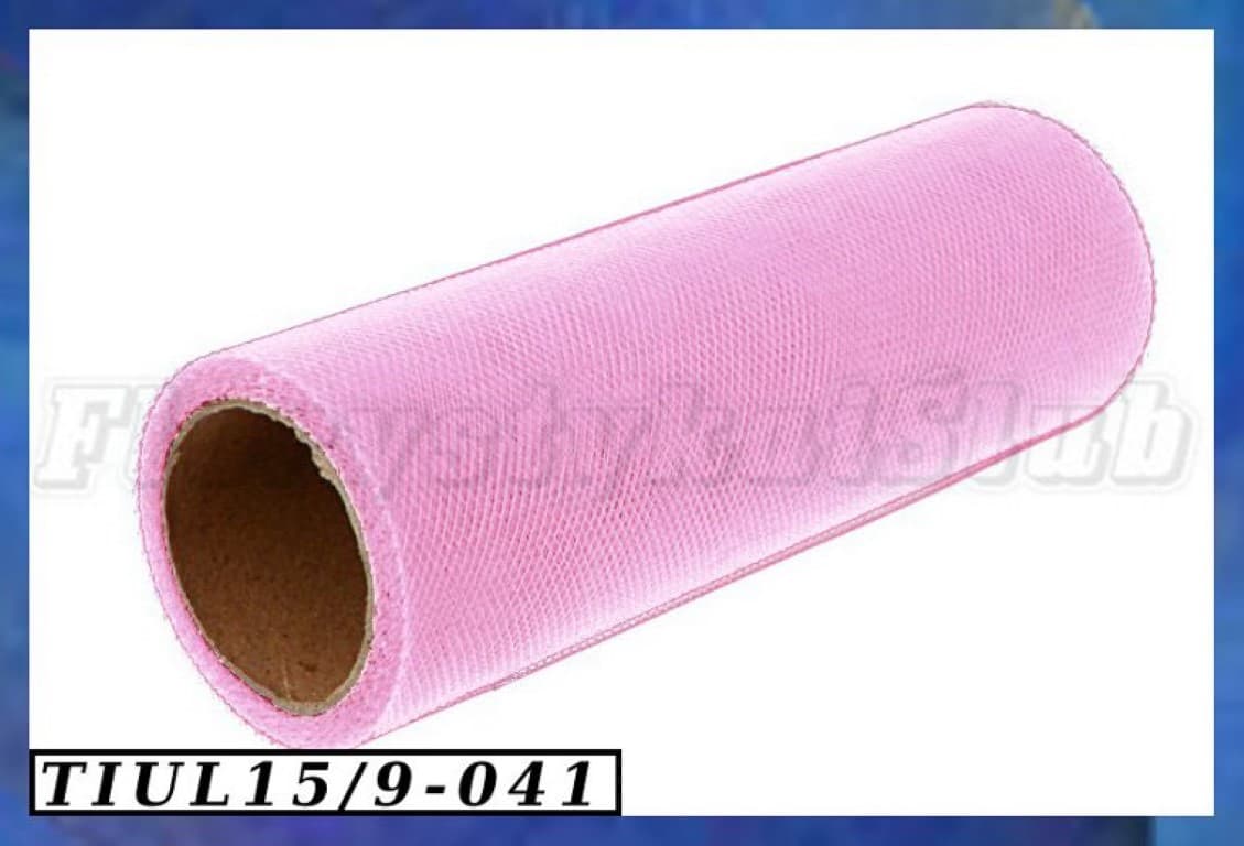 Tiul drobny, 15cm/9m, jasnoróżowy