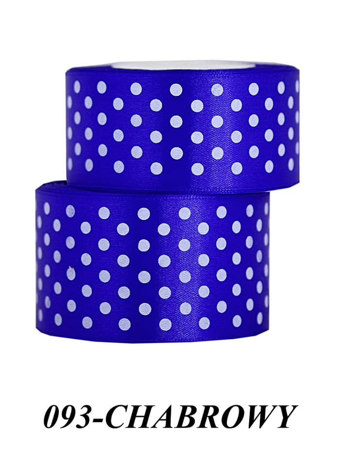 Wstążka satynowa w kropki 38mm/22mb, chabrowa