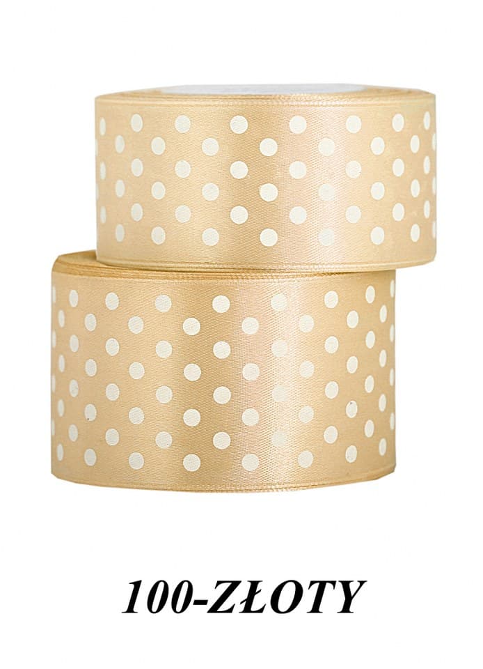 Wstążka satynowa w kropki 38mm/22mb, złota