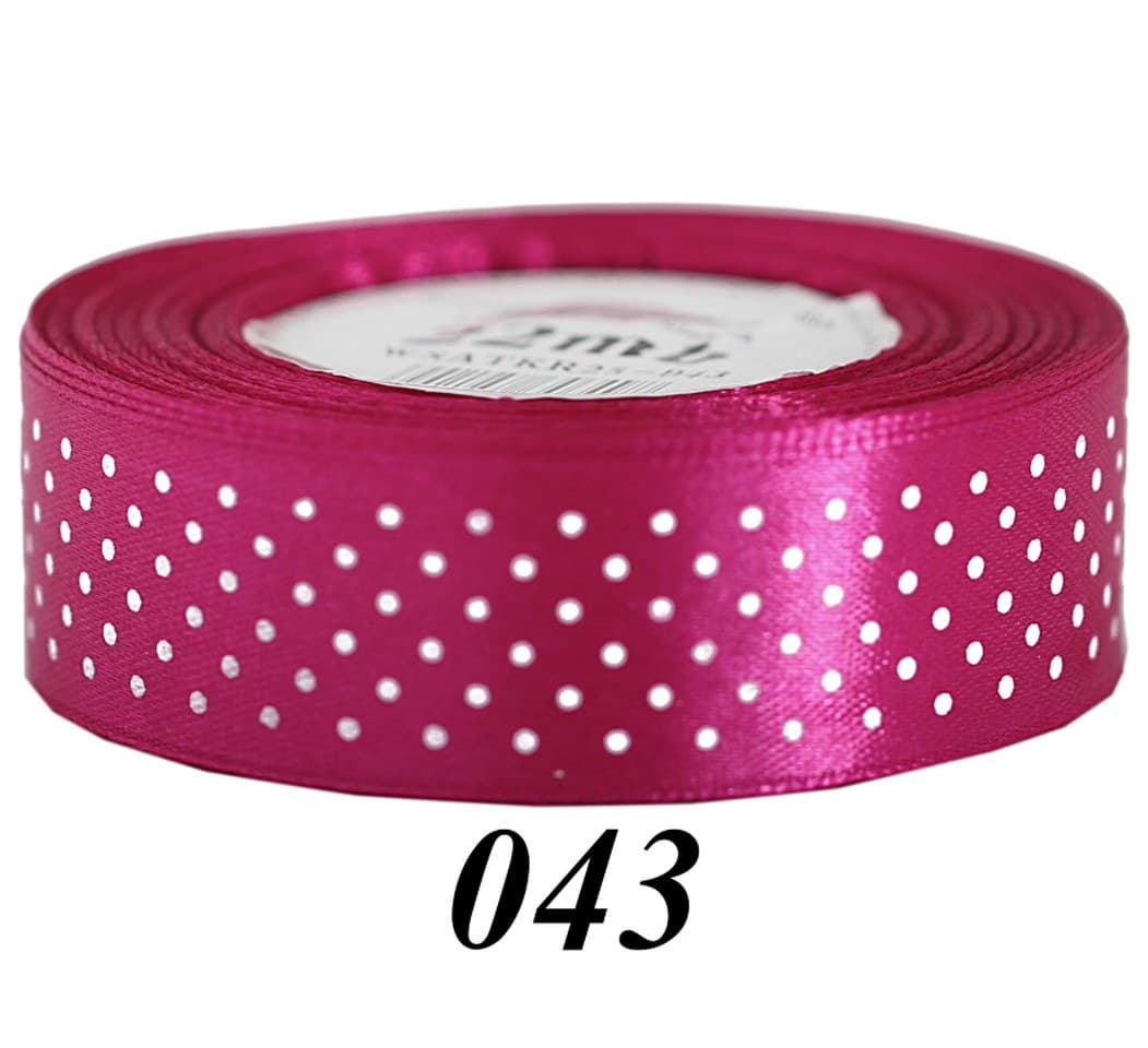 Wstążka satynowa w kropki 25mm/22mb, fuksja