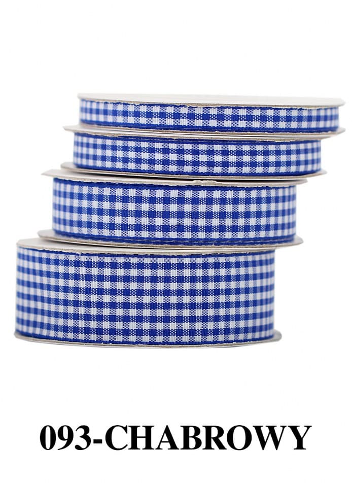Wstążka materiałowa w kratkę 25mm/9mb, chabrowa