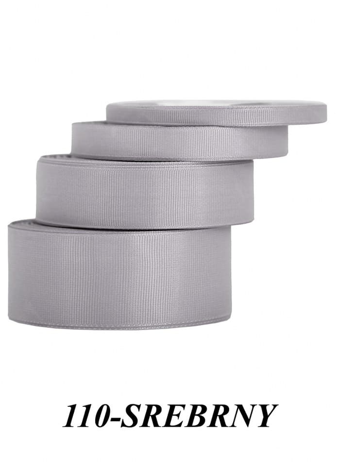 Wstążka rypsowa, 12mm/22mb, srebrna