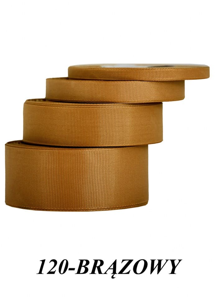 Wstążka rypsowa, 38mm/22mb, brązowa