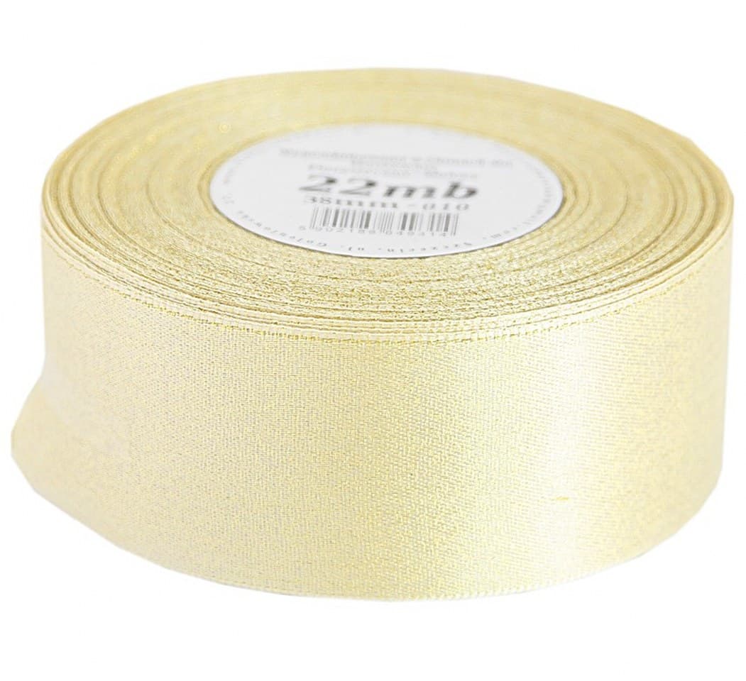 Wstążka satynowa z brokatem 38mm/22mb, kremowa