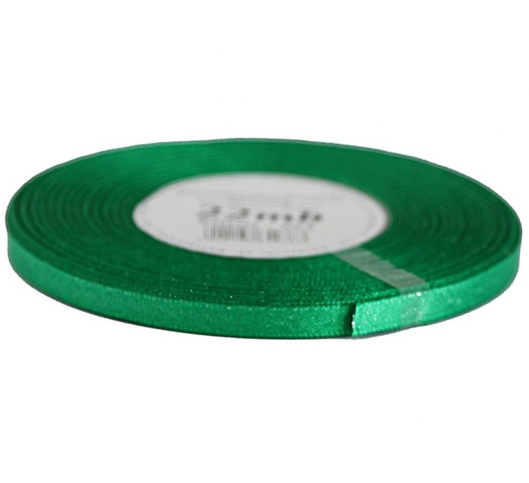 Wstążka satynowa z brokatem 6mm/22mb, trawa