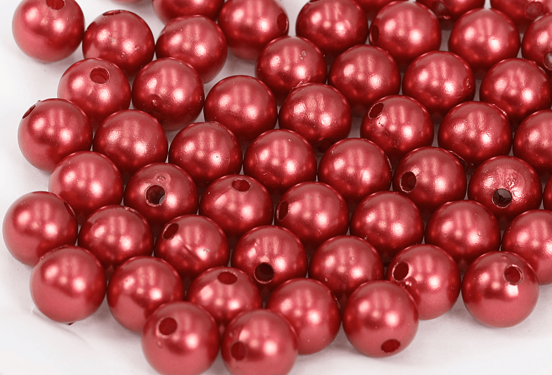 Perełki z dziurką, 12mm/50g, czerwone