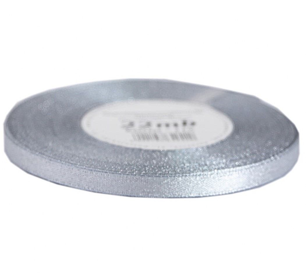 Wstążka satynowa z brokatem 6mm/22mb, srebrna