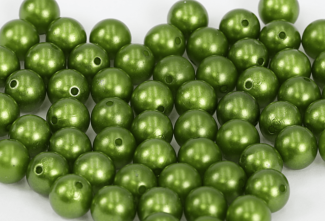 Perełki z dziurką, 12mm/50g, trawa