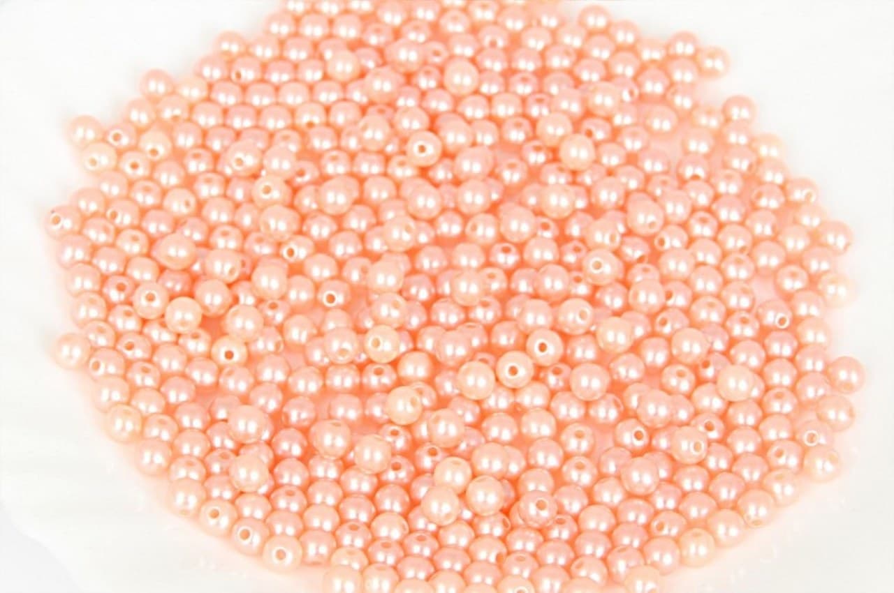 Koraliki perełki z dziurką, śr. 3mm/25g, łososiowe