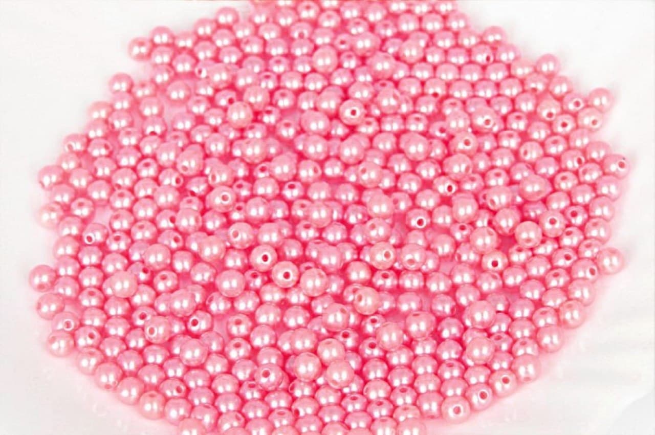 Koraliki perełki z dziurką, śr. 3mm/25g, różowe