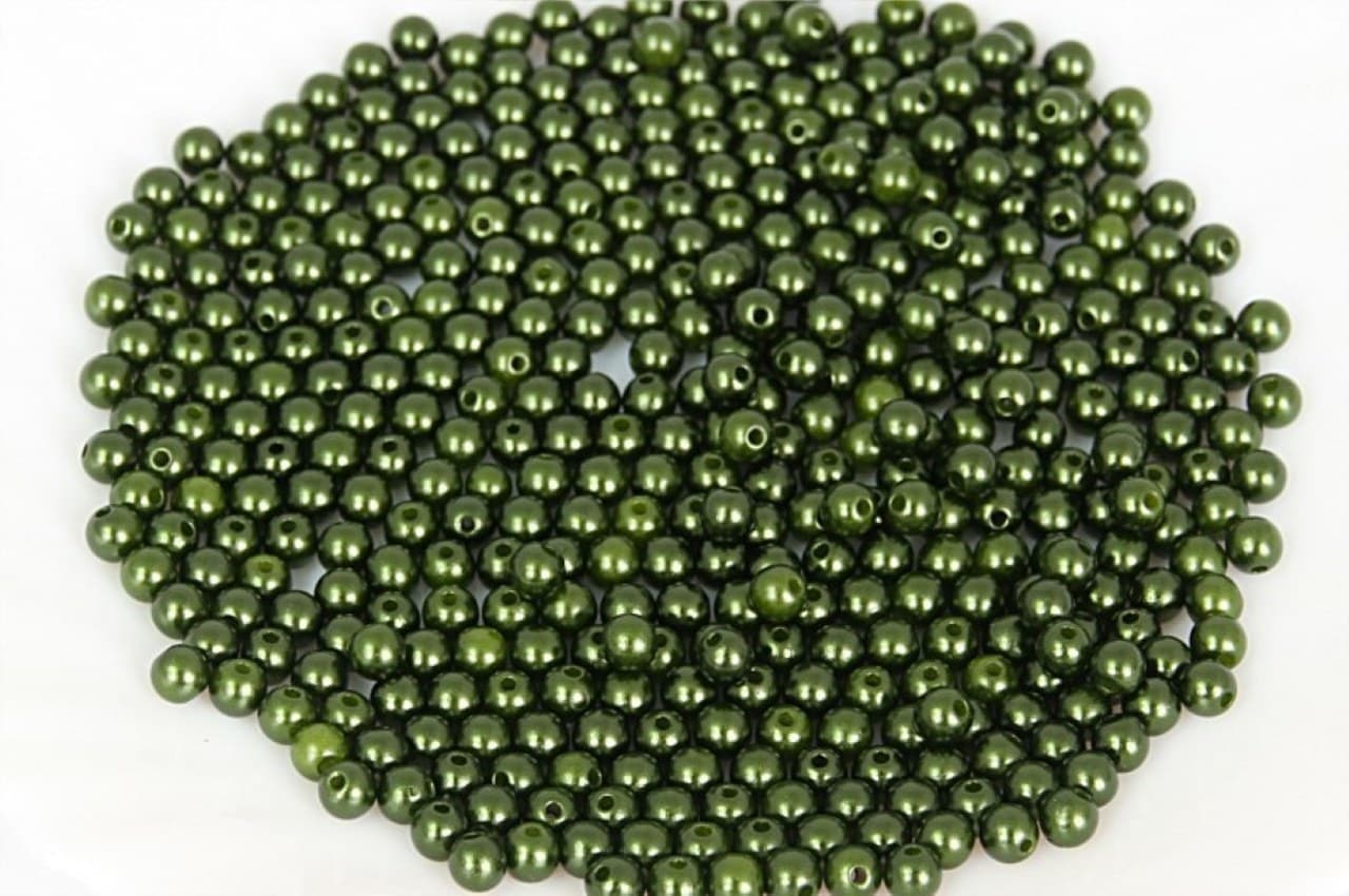 Koraliki perełki z dziurką, śr.3mm/25g, oliwkowe
