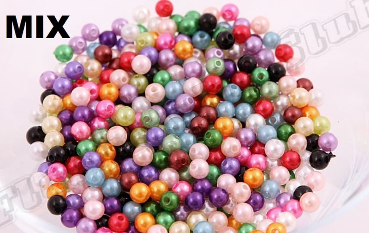 Koraliki perełki z dziurką, śr.3mm/25g, miks kolor