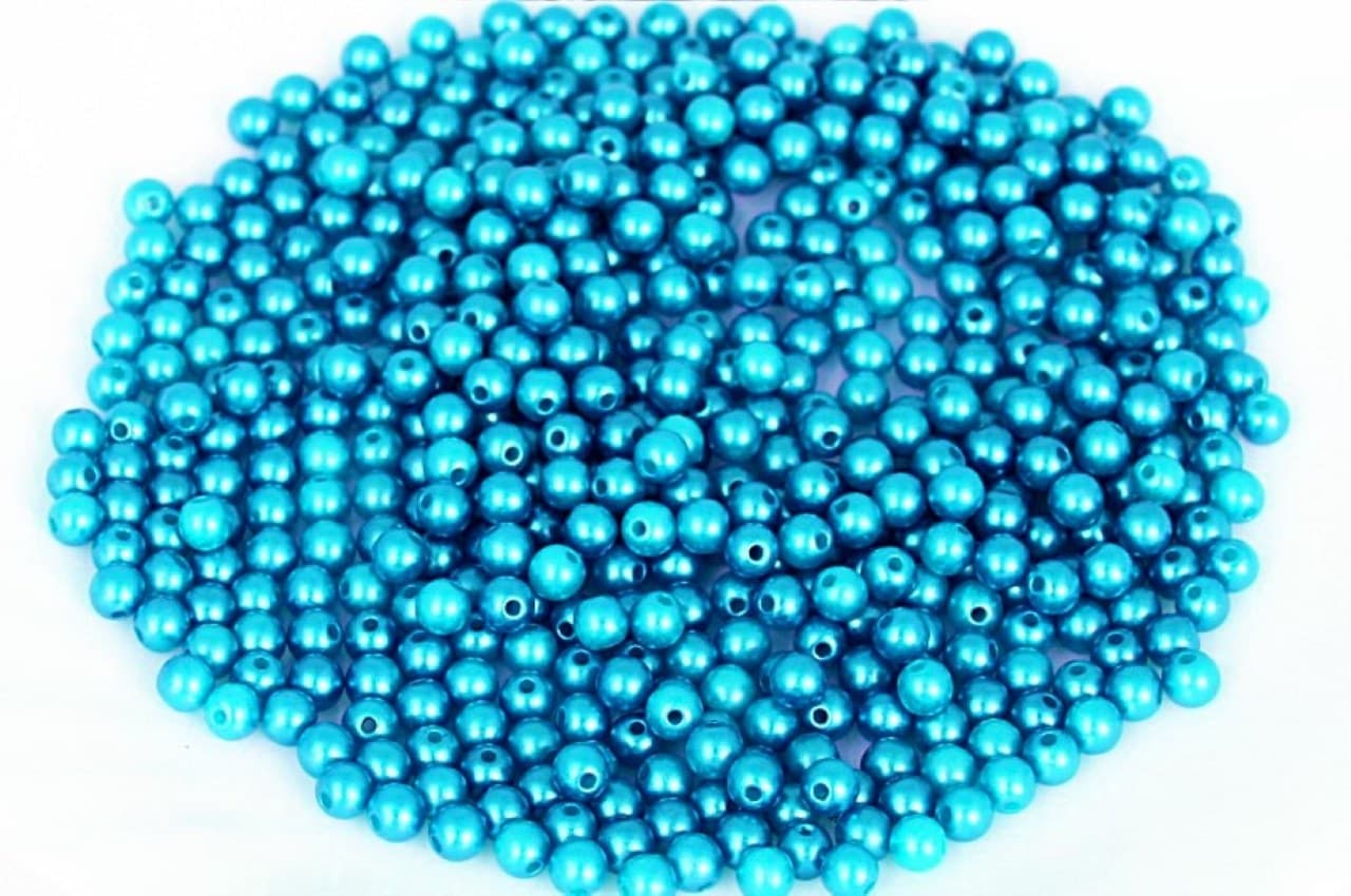 Koraliki (perełki) z dziurką, 4mm/35g, błękitne