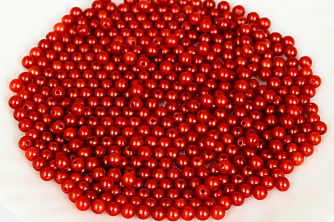 Koraliki (perełki) z dziurką, 4mm/35g, czerwone