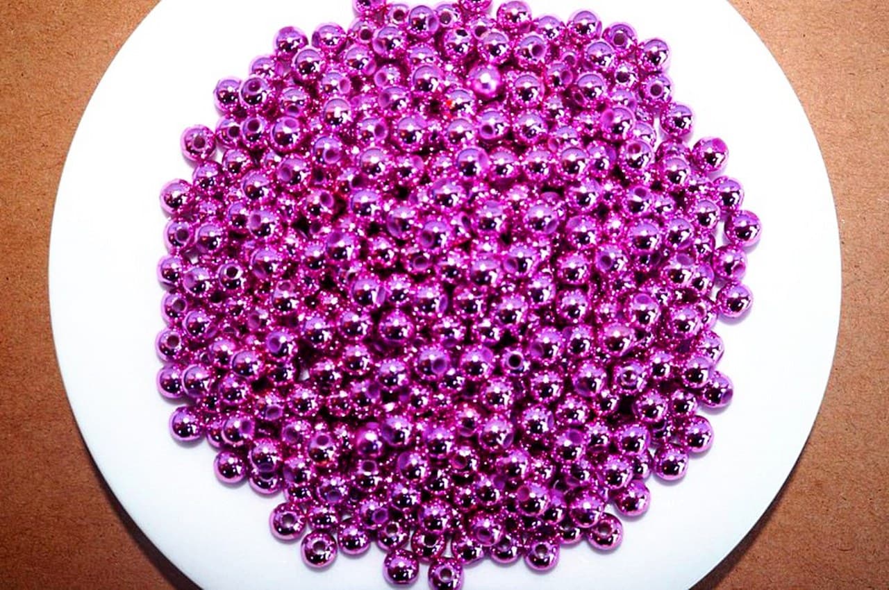 Perełki metalizowane, śr. 6mm/50g, amarantowe