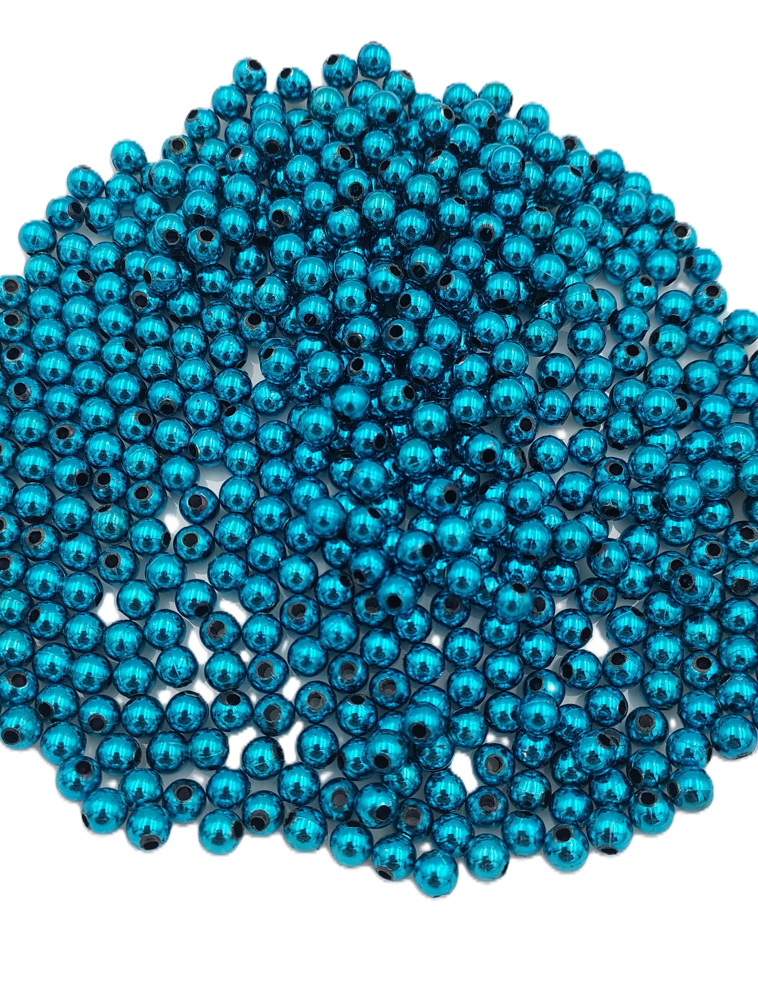 Perełki metalizowane, śr. 6mm/50g, chabrowe