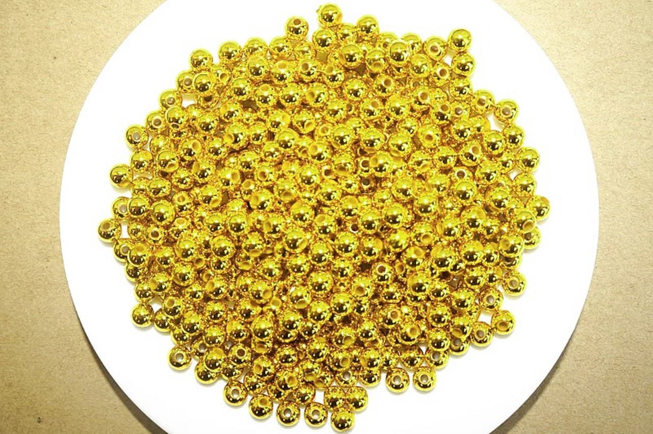 Perełki metalizowane, śr. 8mm/50g, jasnozłote