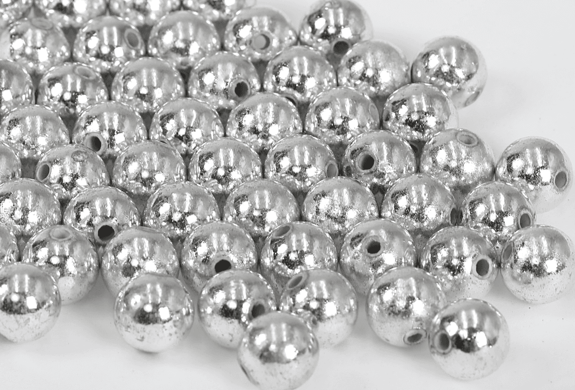Perełki metalizowane, śr. 12mm/50g, srebrne