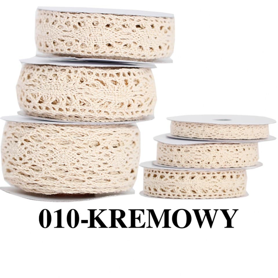 Wstążka materiałowa koronka 10mm/5y, kremowa