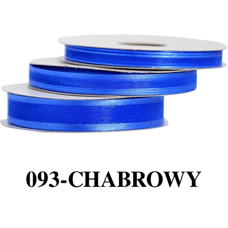 Wstążka szyfonowa z lamówką, 9mm/22mb, chabrowa