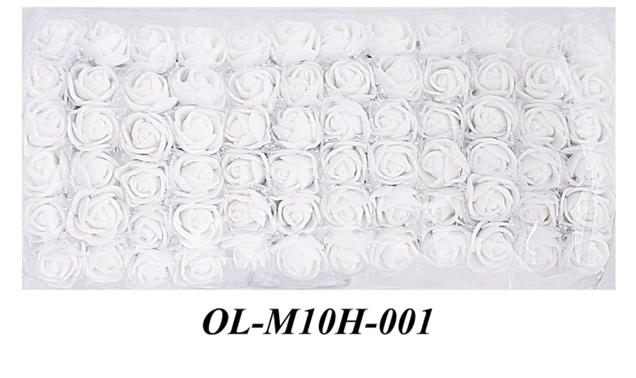 Piankowe kwiaty z tiulem, śr. 2,5cm/6x12szt, białe