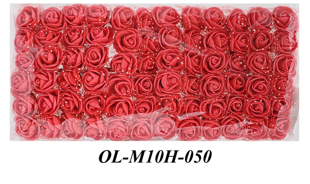 Piankowe kwiaty z tiulem śr.2,5cm/6x12szt czerwone