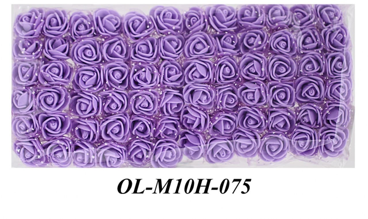 Piankowe kwiaty z tiulem śr.2,5cm/6x12szt wrzosowe