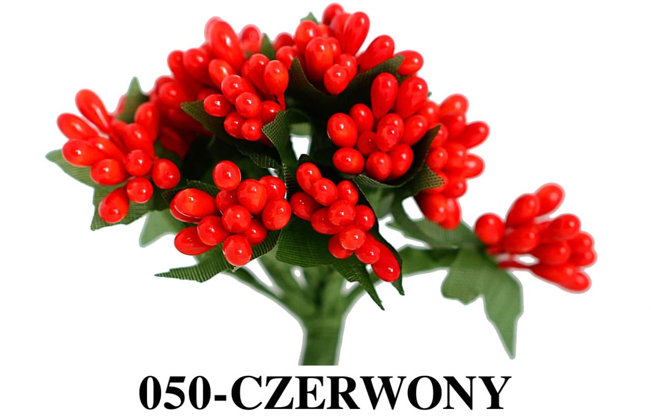 Pręciki na drucie ryż śr.2cm/12szt, czerwone