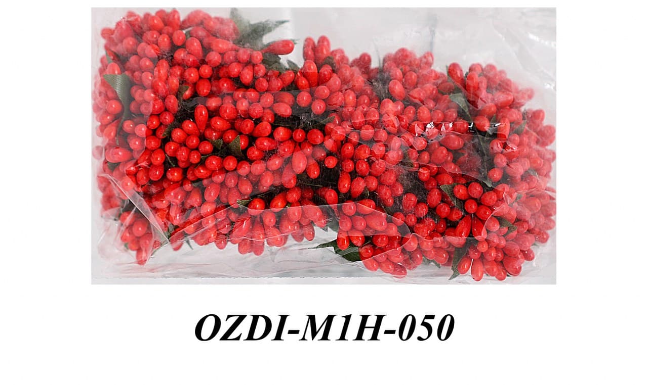 Pręciki na drucie ryż+kulki śr2cm/6x12szt czerwone