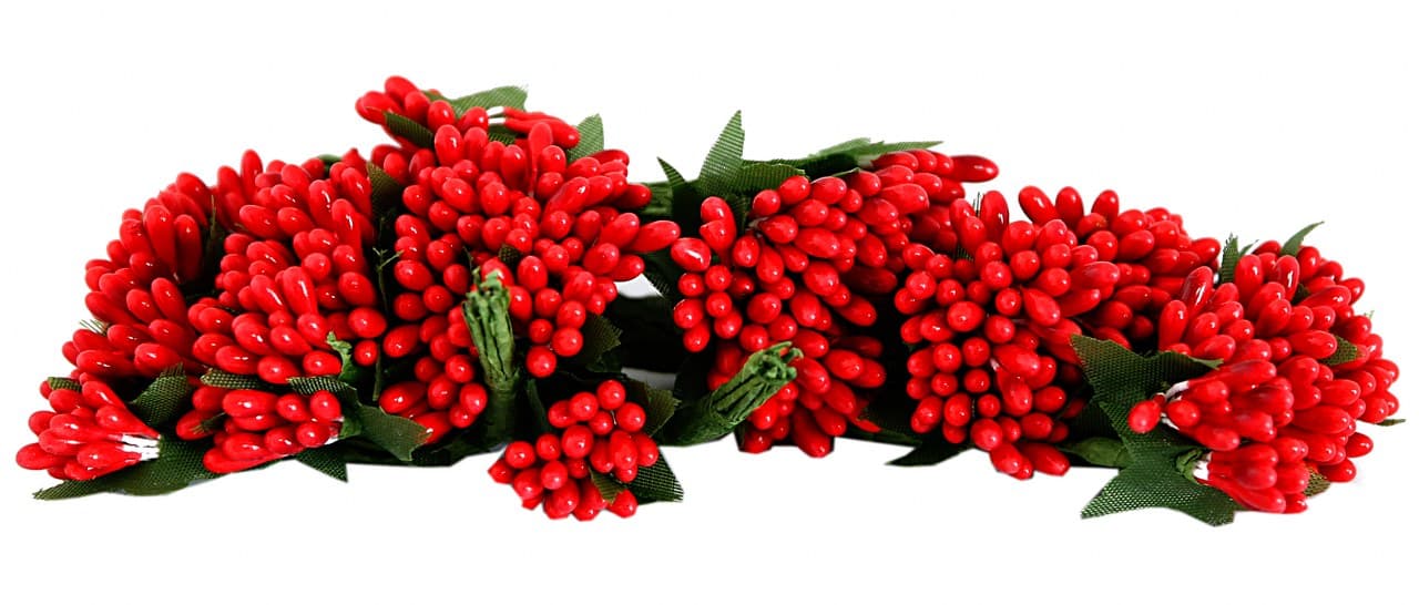 Pręciki na drucie ryż śr.2cm/6x12szt, czerwone