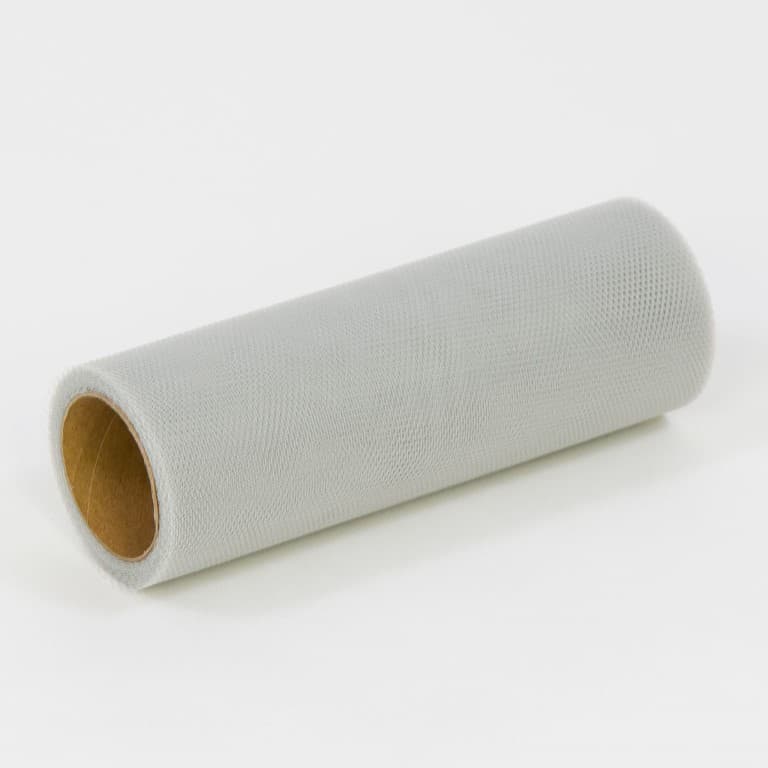 Tiul drobny, 15cm/9m, srebrny 