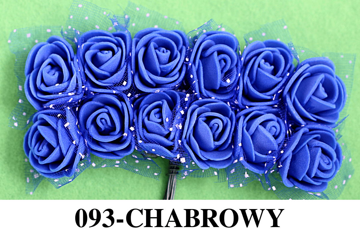 Piankowe kwiaty z tiulem śr.2,5cm/6x12szt chabrowe