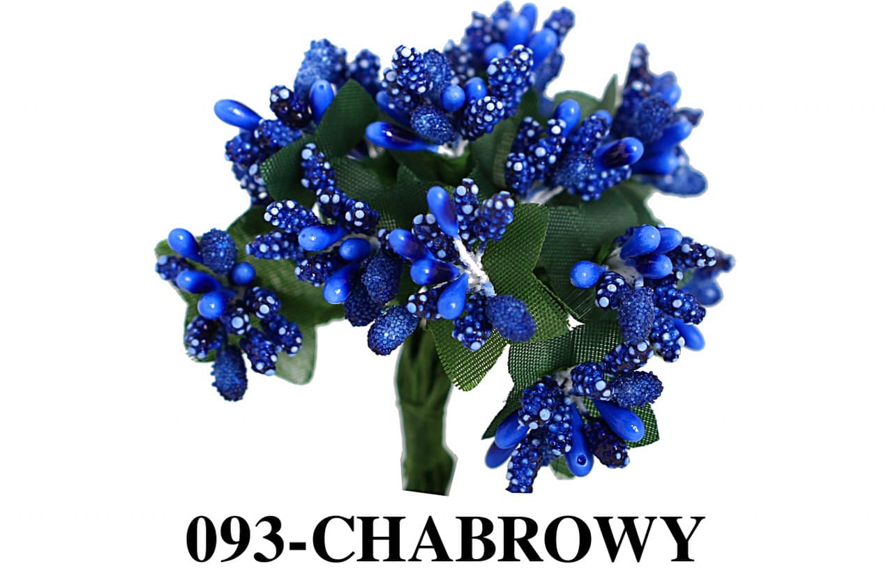 Pręciki na drucie ryż+kulki śr.2cm/12szt, chabrowe