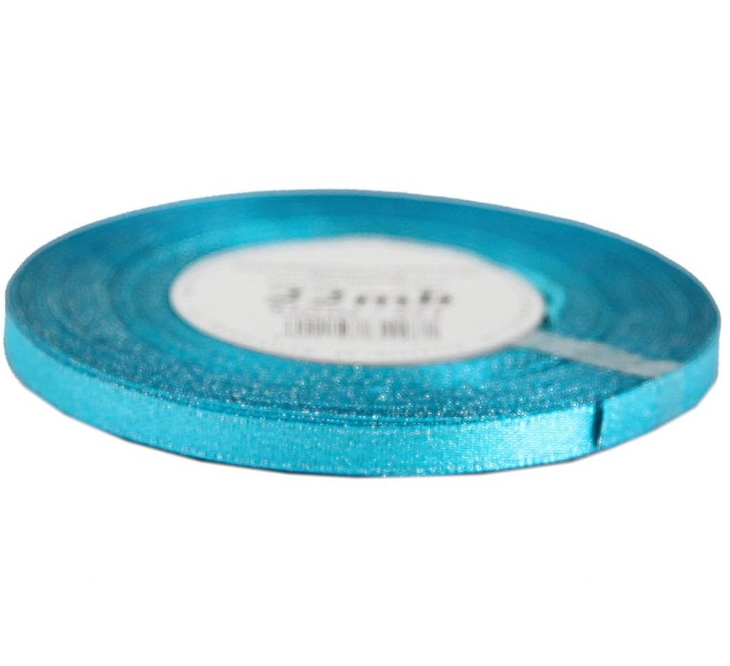 Wstążka satynowa z brokatem 6mm/22mb, turkusowa