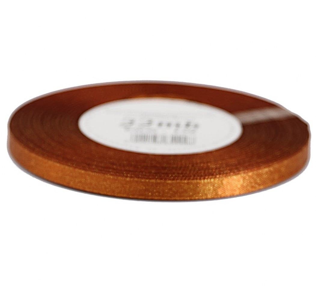 Wstążka satynowa z brokatem 6mm/22mb, brązowa