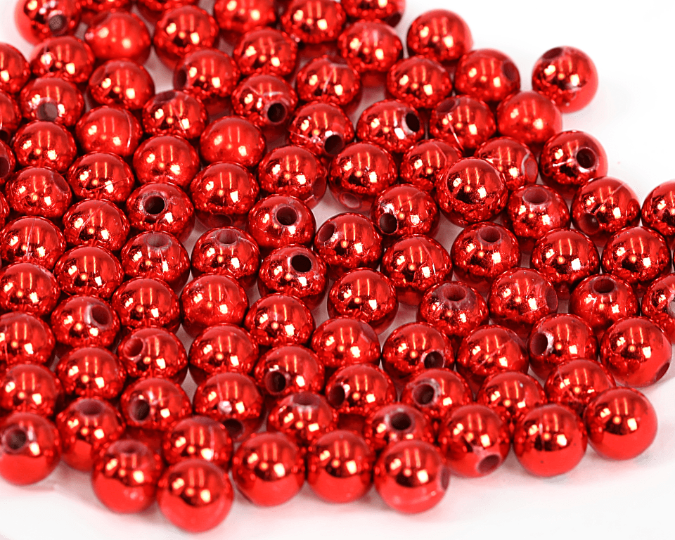 Perełki metalizowane, śr. 10mm/50g, czerwone