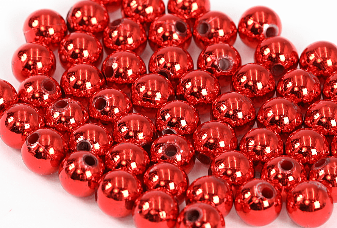 Perełki metalizowane, śr. 12mm/50g, czerwone